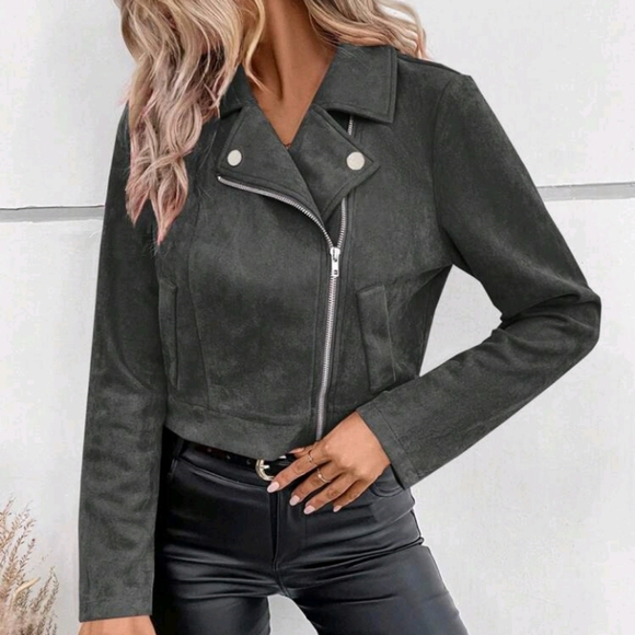 Women's Spring And Autumn Stand Collar Zipper Up Casual Jacket With Long Sleeves - Picture 5 of 7